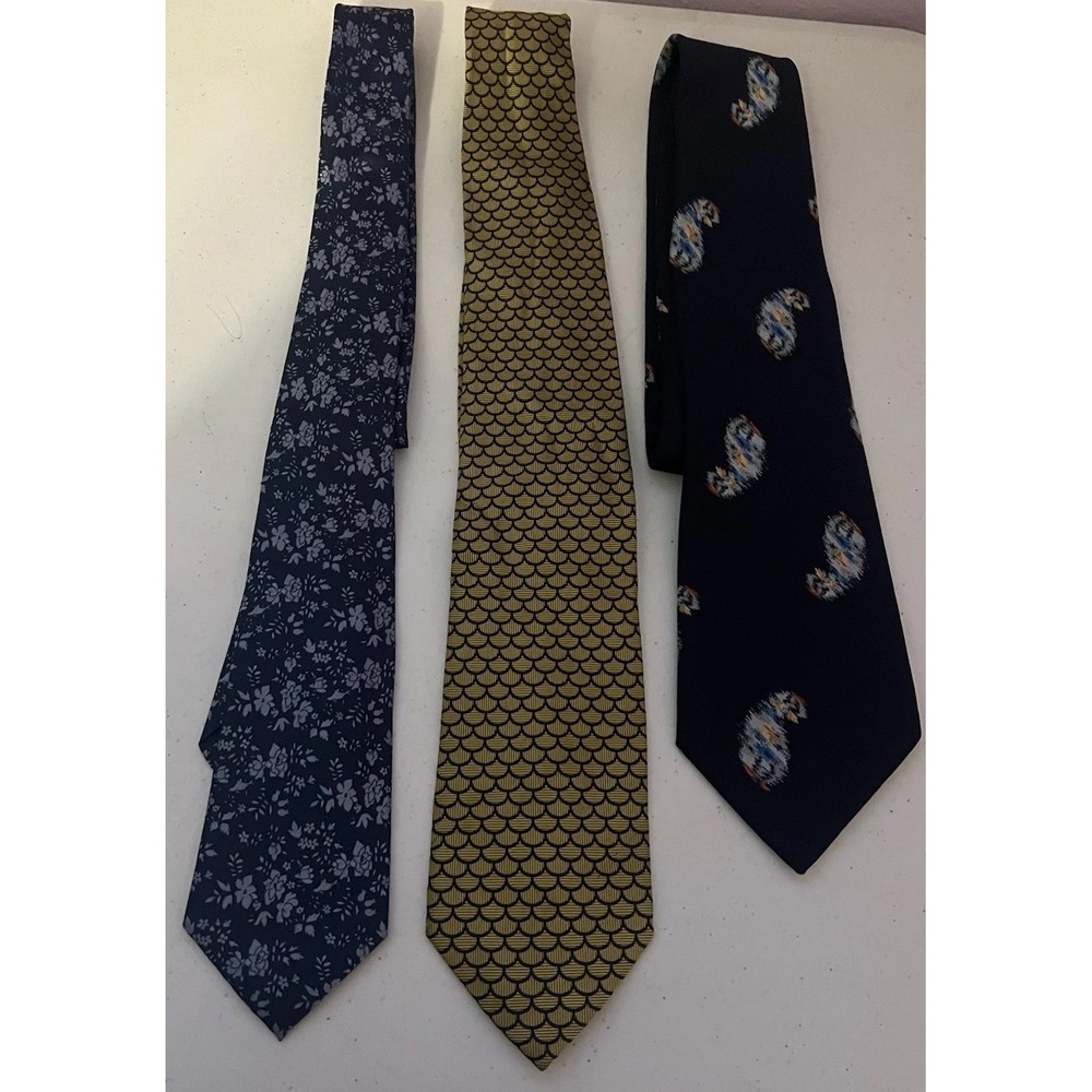 Extra Long Blue Gold Tie Lot of 3